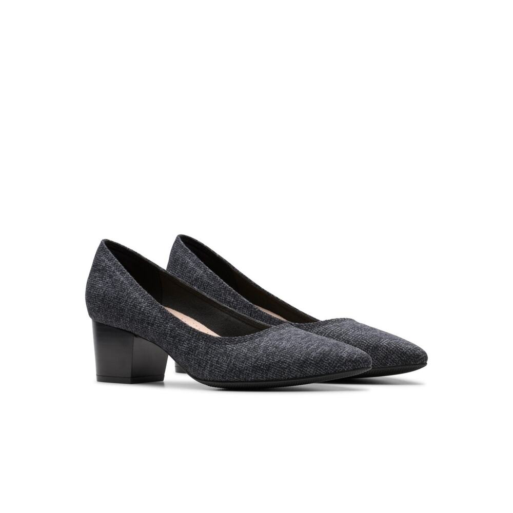 NWT Clarks Women's Ellanie Hope Pump, Charcoal Intrest Textile, 8.5 Wide